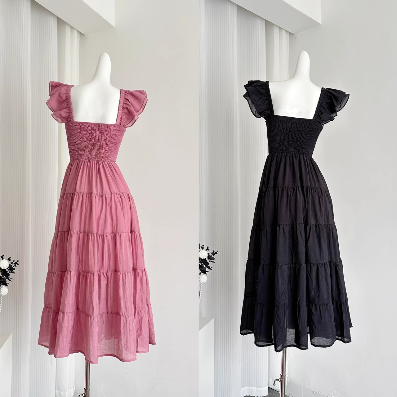 Cute A line Sleeveless Holiday Dresses Ankle Length Ruffles Pink Birthday Outfits