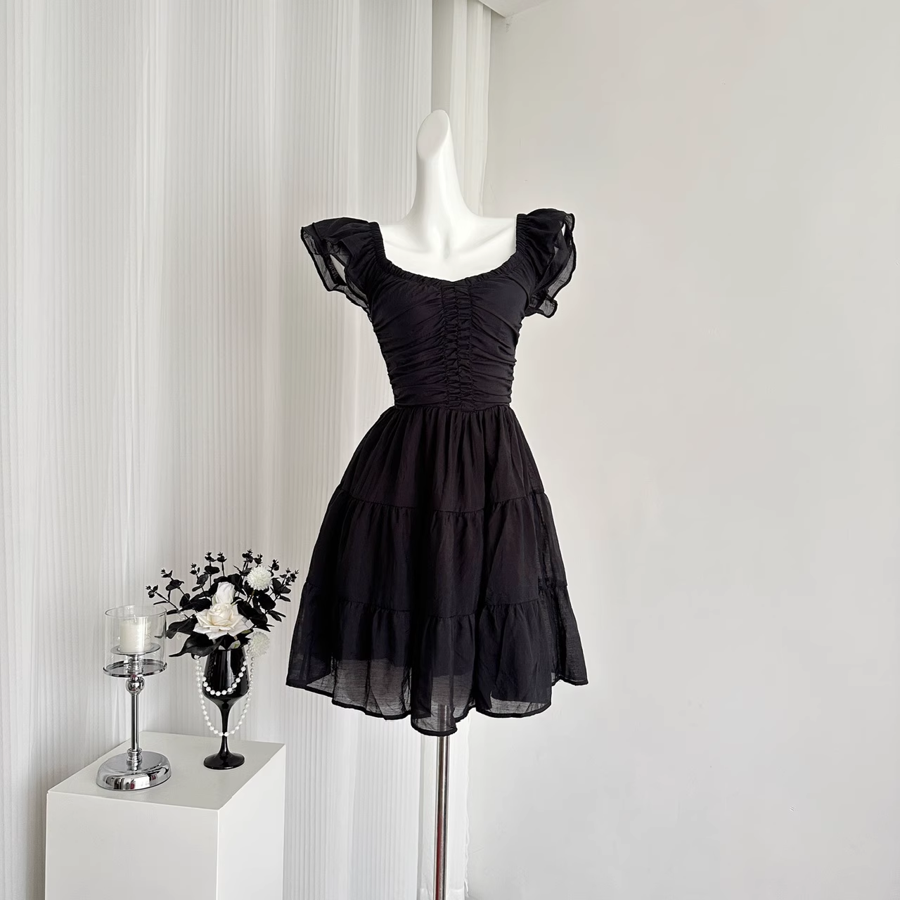 Cute A line Sleeveless Holiday Dresses Short Ruffles Pink Birthday Outfits