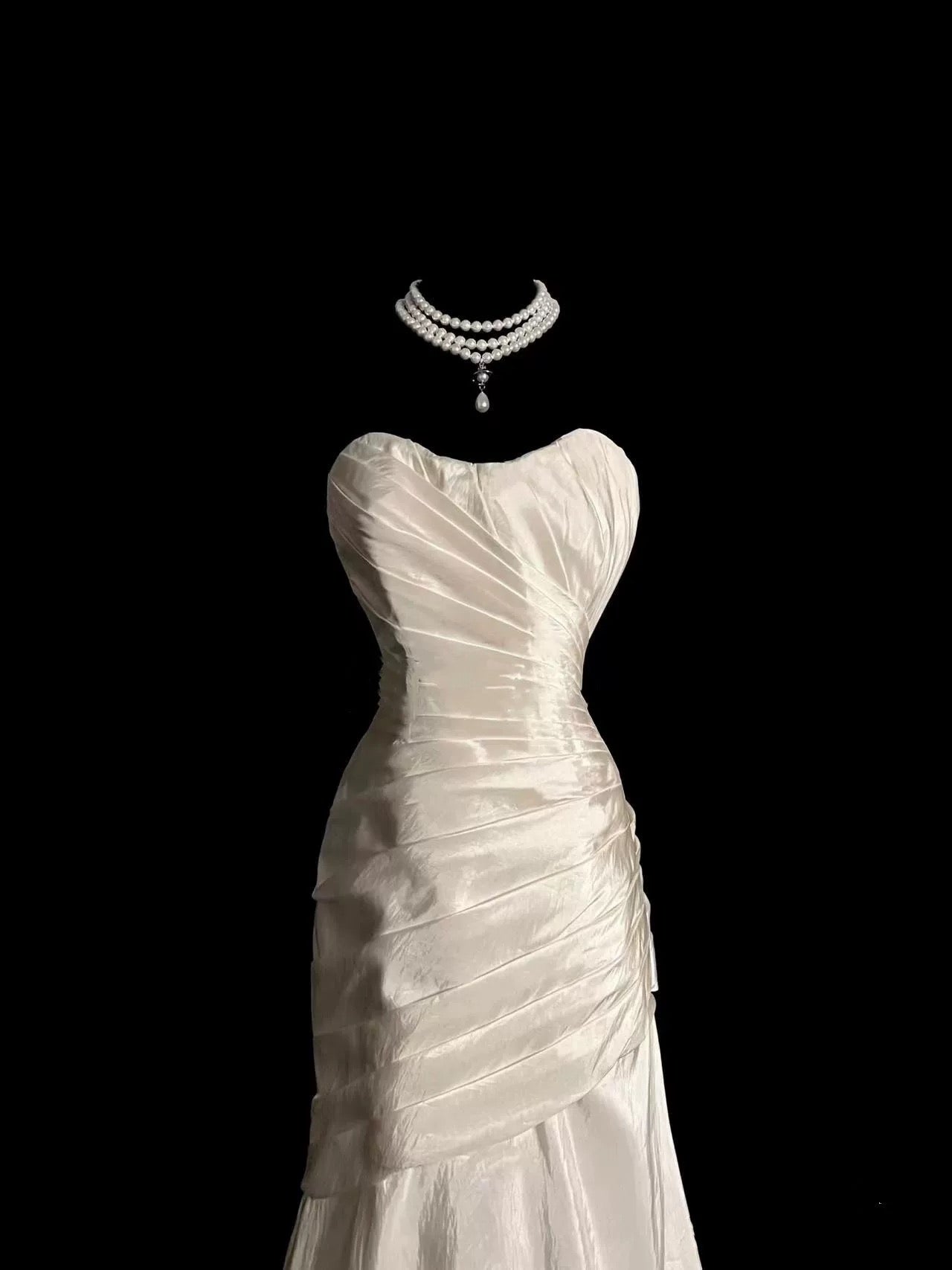 Chic Mermaid Sweetheart Taffeta Ivory Long Wedding Dress Bridal Dresses
