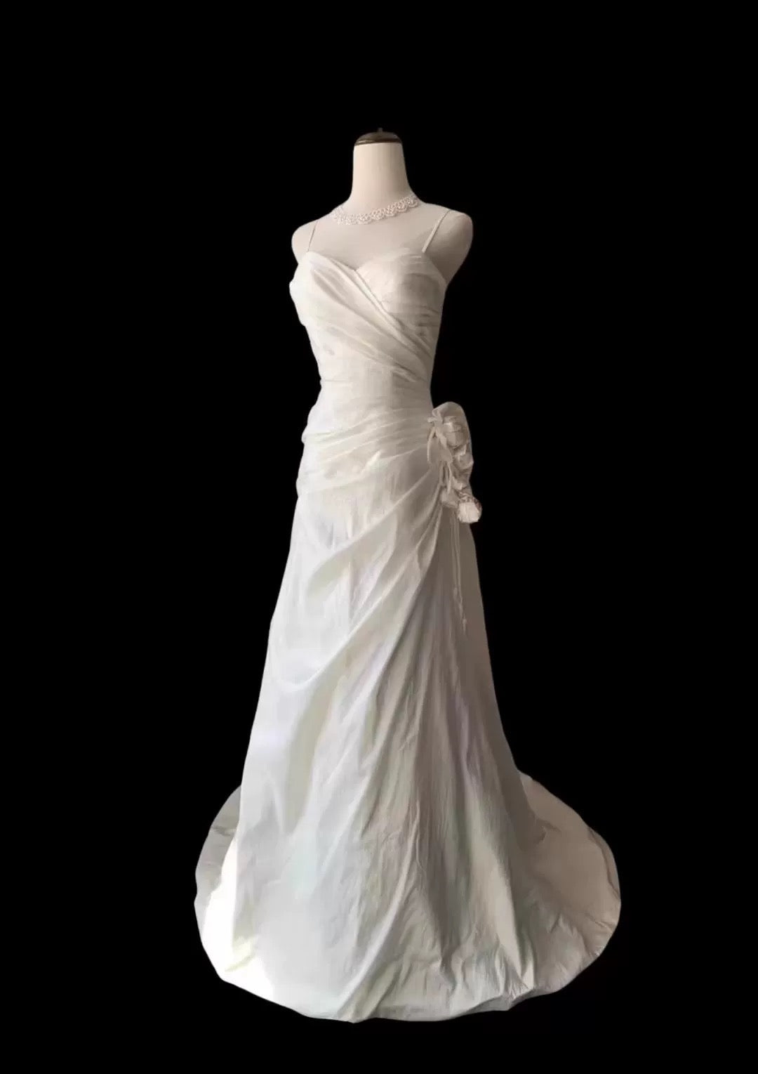 Classy Mermaid Spaghetti Straps White Satin Long Wedding Dress Bridal Dresses