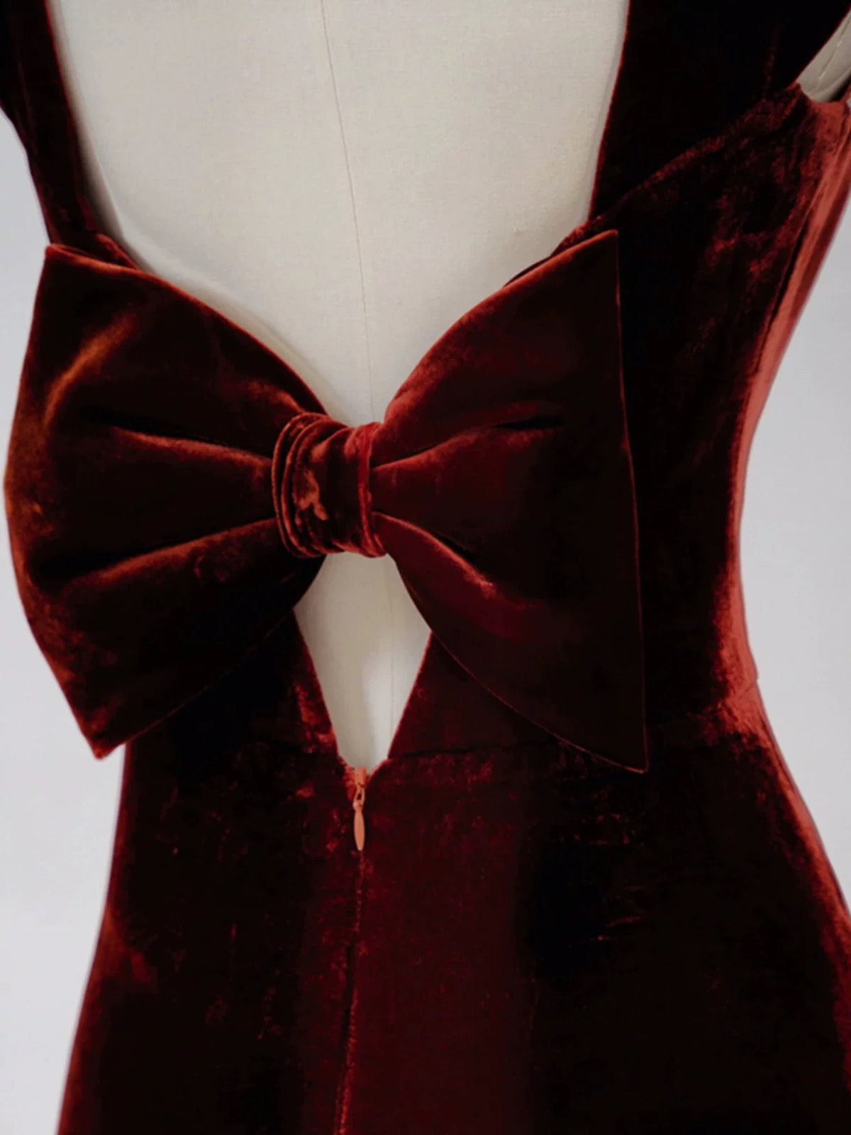 Pretty Mermaid Burgundy Velvet Slit Evening Dress Prom Dresses