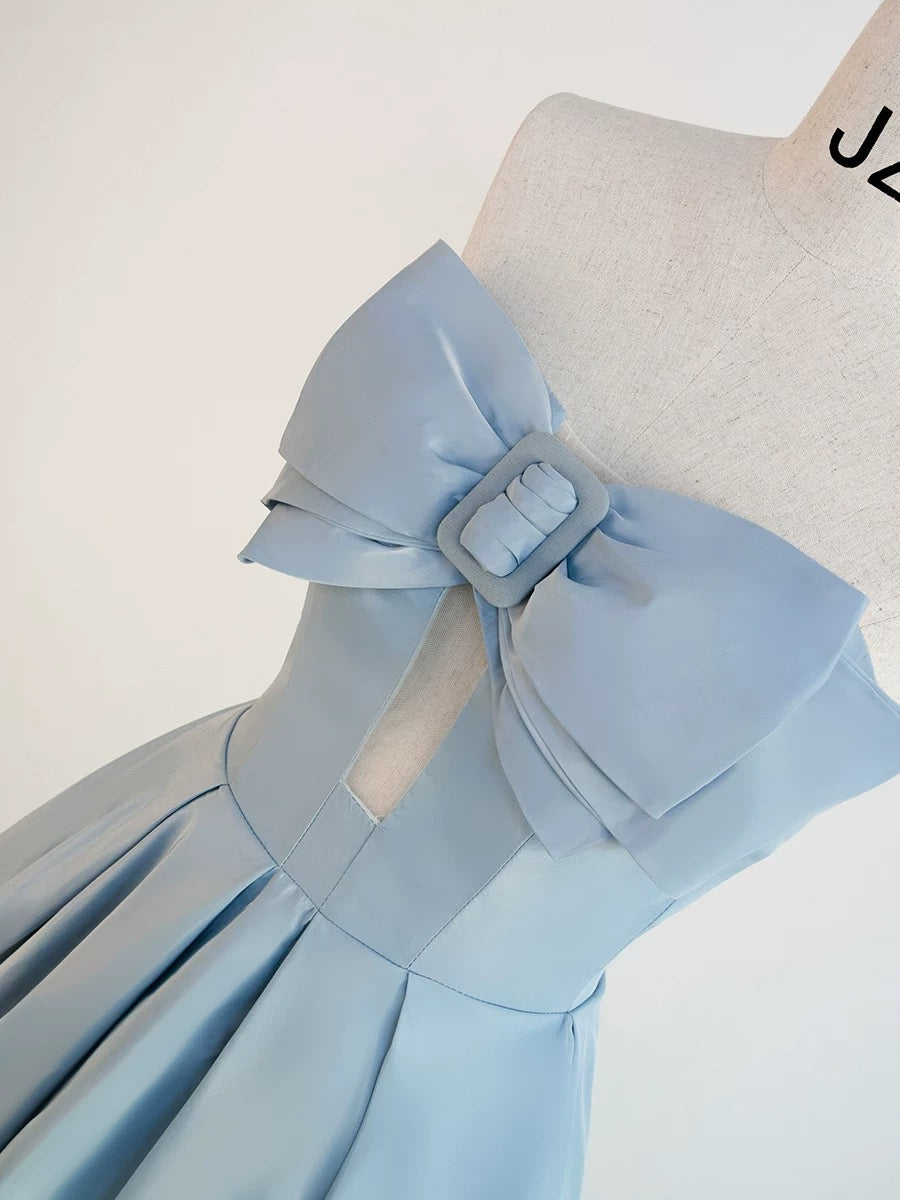 Gorgeous Balll Gown Sweetheart Blue Satin Long Evening Dress Prom Dresses