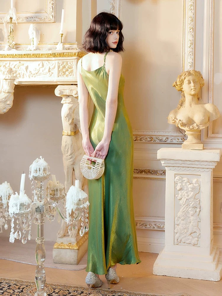 Modest Mermaid Spaghetti Straps Green Long Evening Dress Prom Dresses