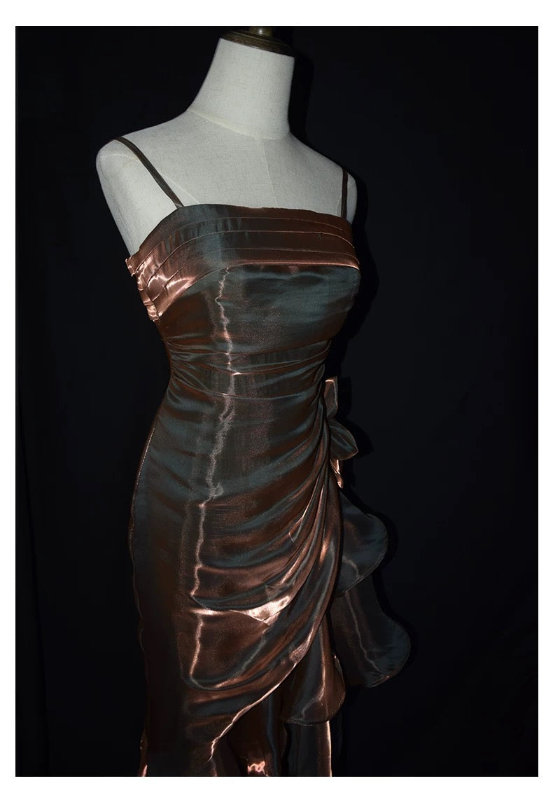 Retro Mermaid Spaghetti Straps High Low Party Dress Prom Dresses