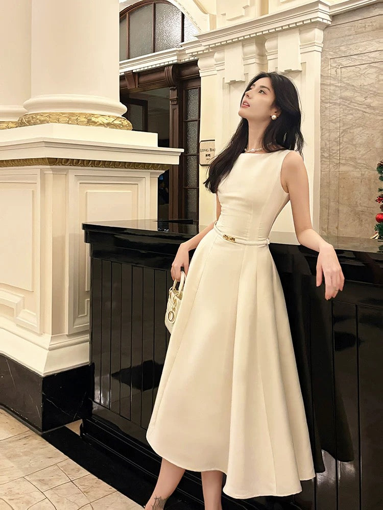 Pretty A Line Scoop Neckline White Ankle Length Evening Dress Prom Dresses