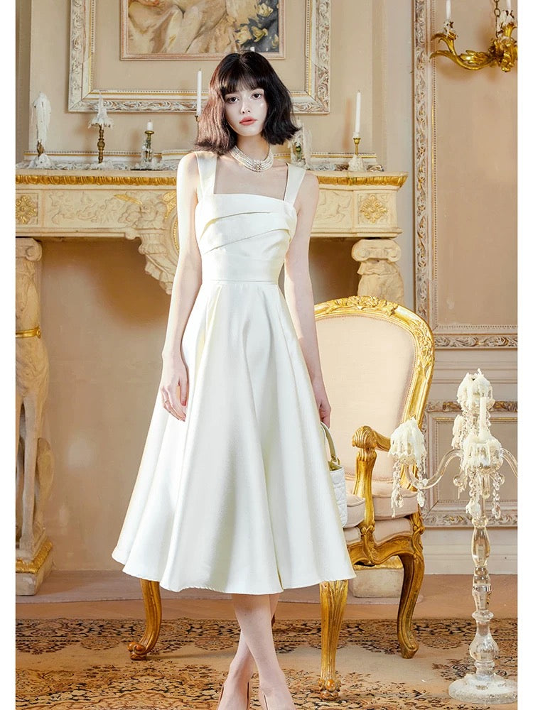 Sexy Sheath Square Neckline White Evening Dress Lace Prom Dresses