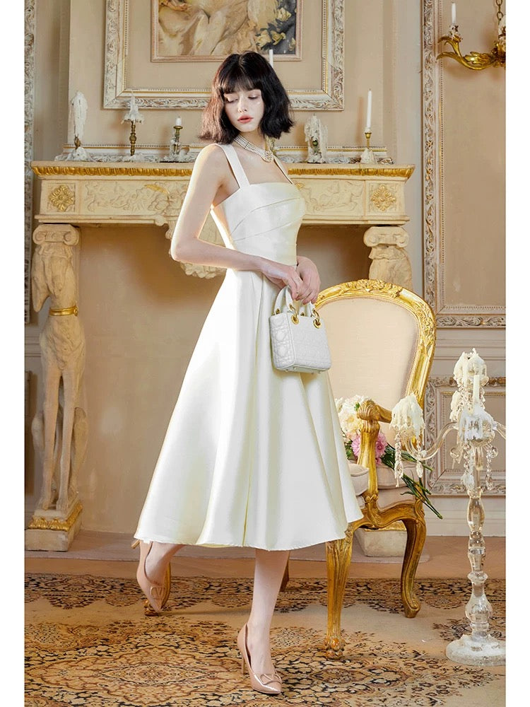 Sexy Sheath Square Neckline White Evening Dress Lace Prom Dresses