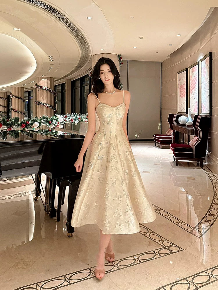 Sexy A Line Spaghetti Straps Neckline Satin Evening Dress Lace Prom Dresses