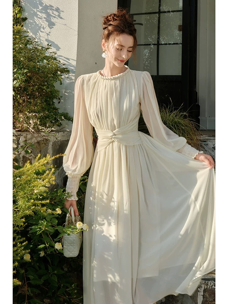 Modest A line Scoop Neckline Chiffon Ankle Length Evening Dress Prom Dresses