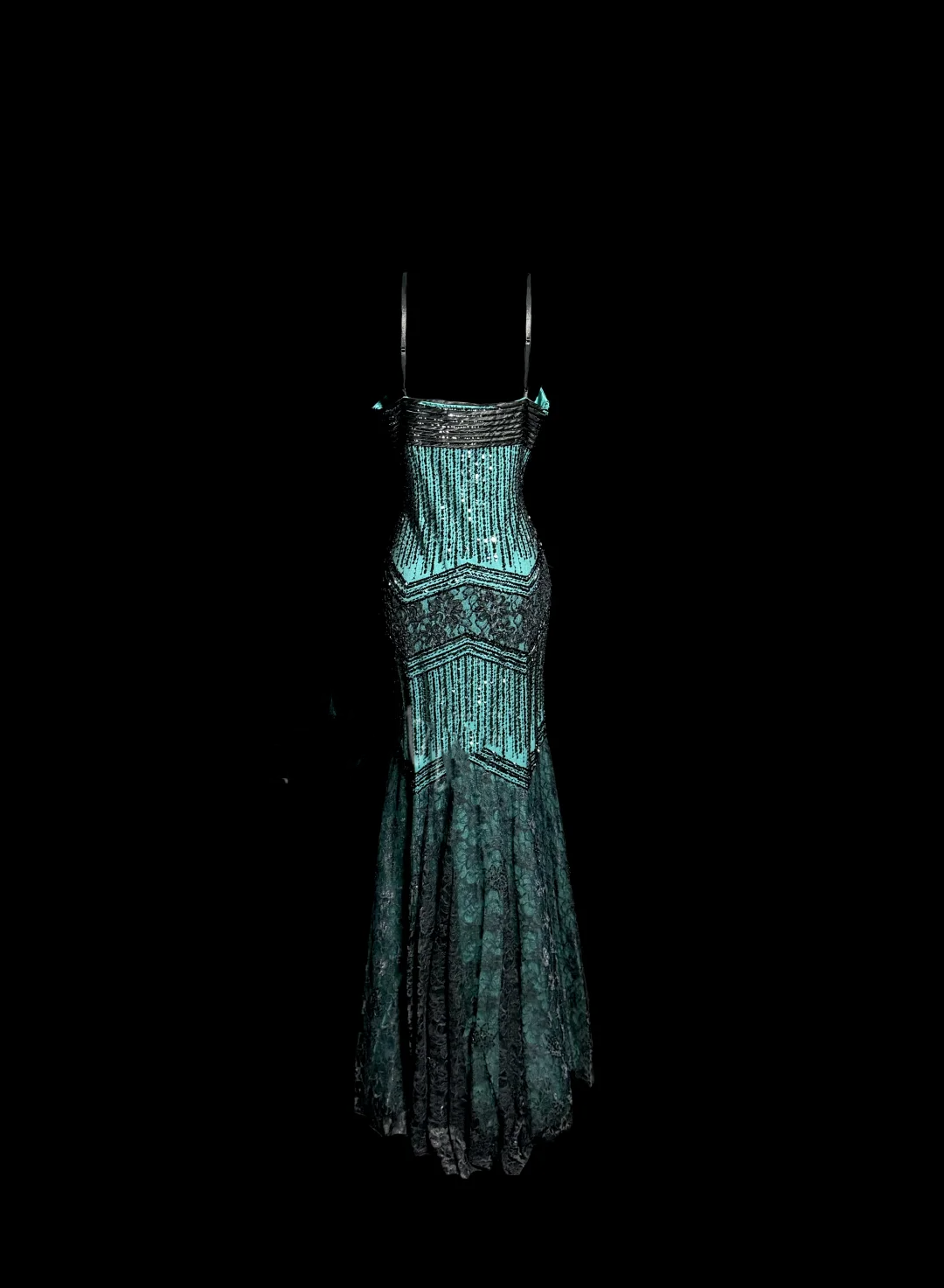 Aesthetic Mermaid Spaghetti Straps Green Prom Dress Long Party Dress