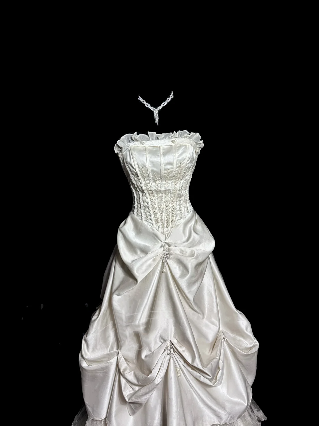 Chic Ball Gown Strapless Taffeta Ivory Long Wedding Dress Bridal Dresses