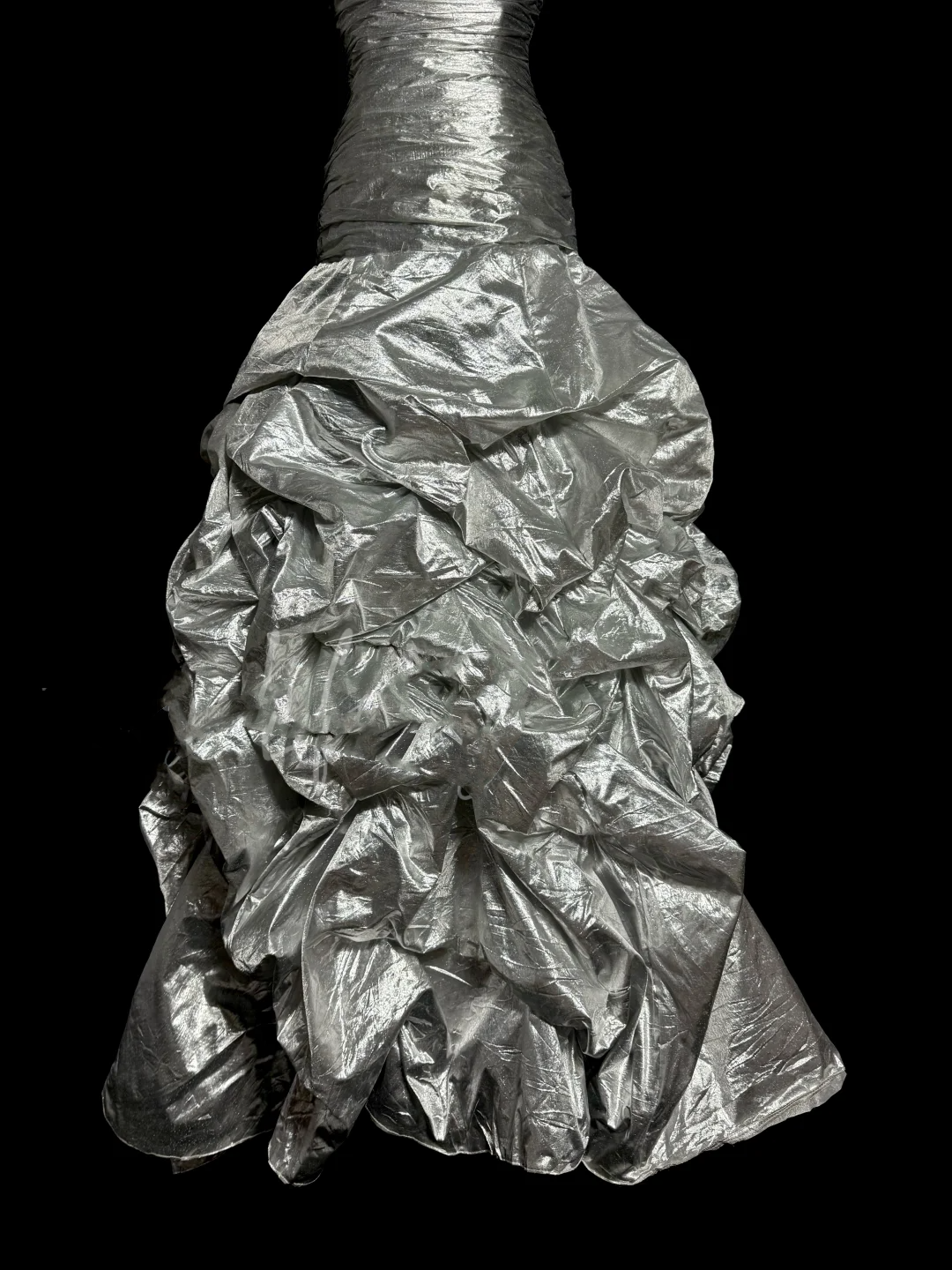 Aesthetic Mermaid Sweetheart Neckline Gray Taffeta Prom Dress Ruffle Long Party Dress