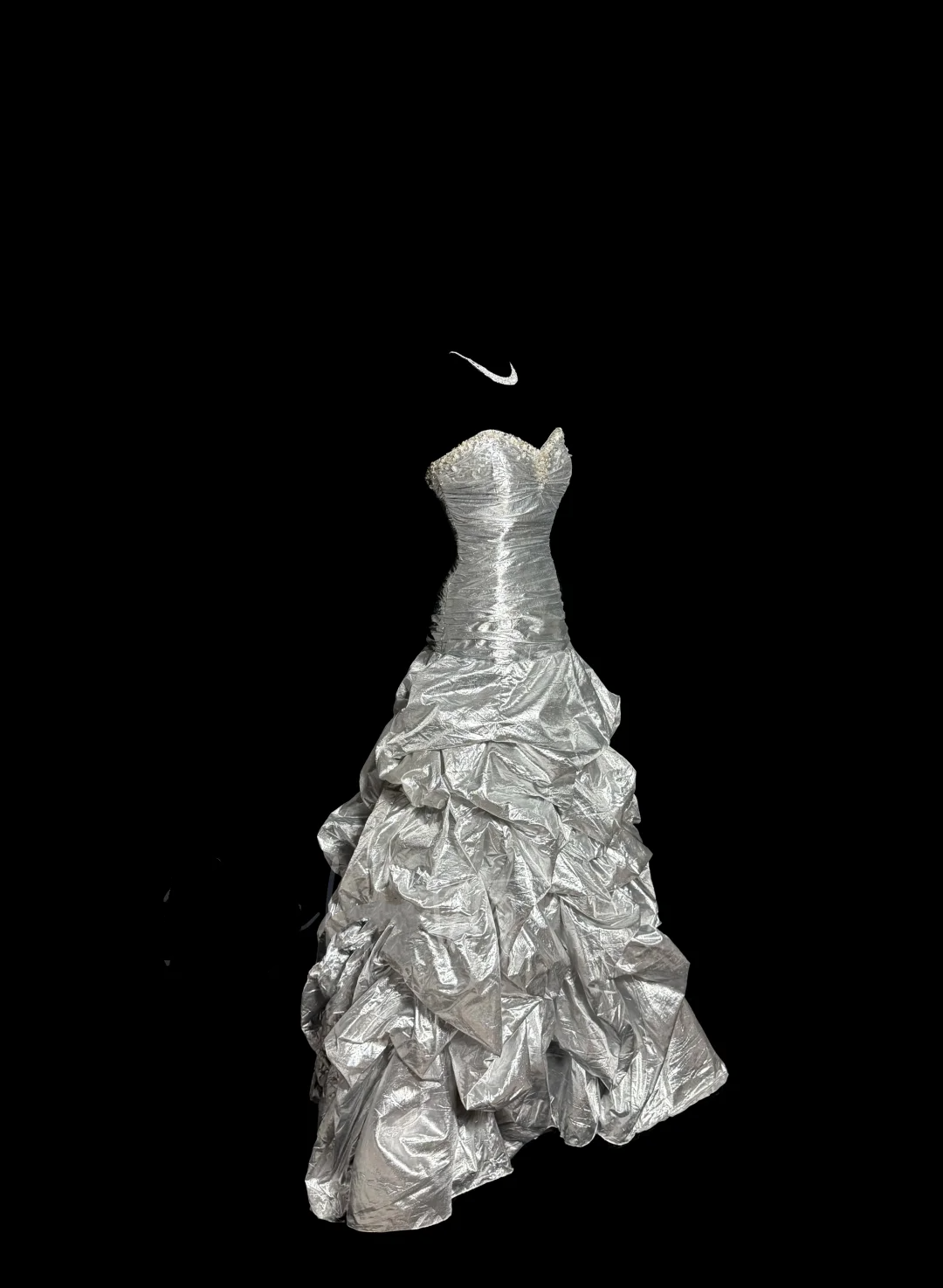 Aesthetic Mermaid Sweetheart Neckline Gray Taffeta Prom Dress Ruffle Long Party Dress