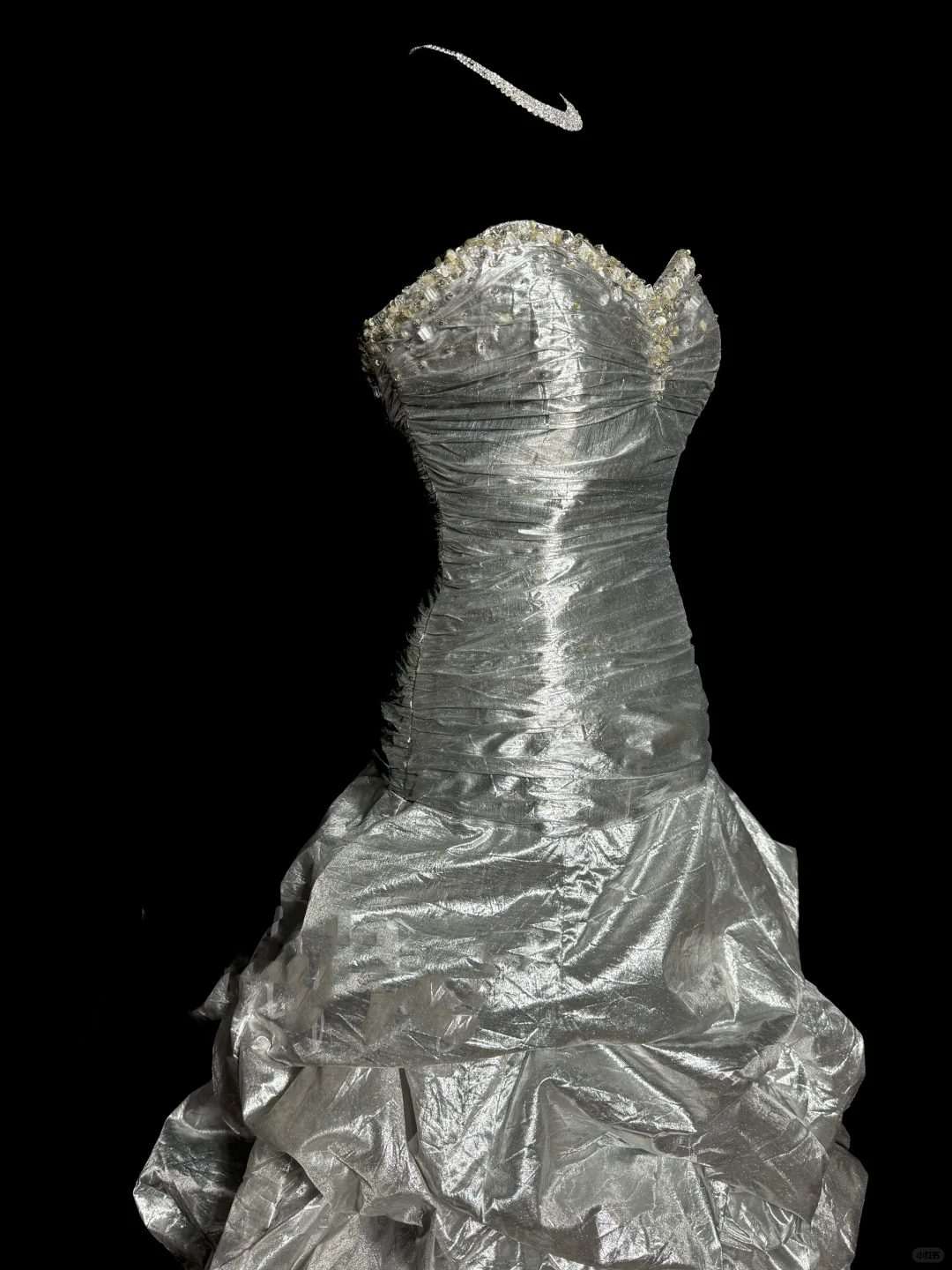 Aesthetic Mermaid Sweetheart Neckline Gray Taffeta Prom Dress Ruffle Long Party Dress