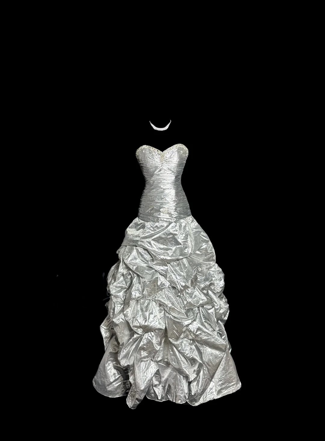 Aesthetic Mermaid Sweetheart Neckline Gray Taffeta Prom Dress Ruffle Long Party Dress