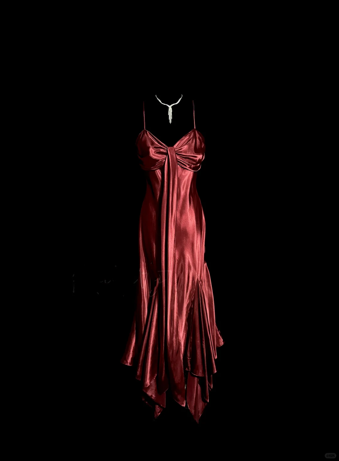 Vintage Mermaid Spaghetti Straps Satin Burgundy Prom Gown Fairy Prom Dresses