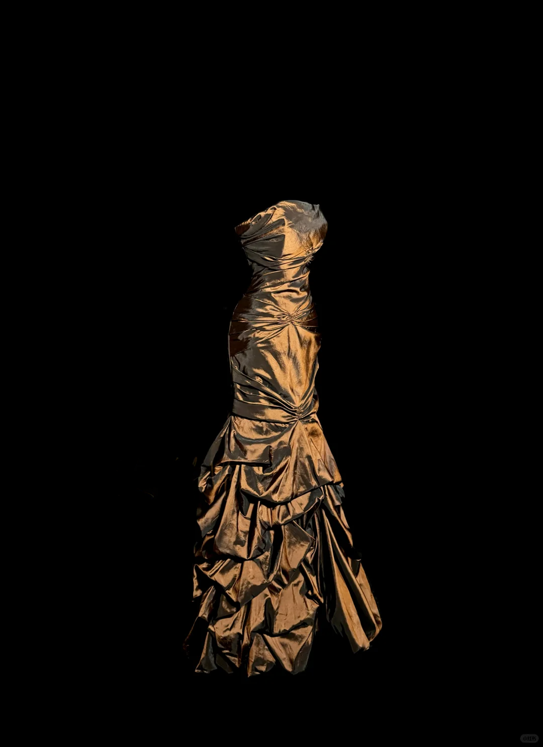 Aesthetic Mermaid Strapless Neckline Brown Taffeta Prom Dress Ruffle Long Party Dress