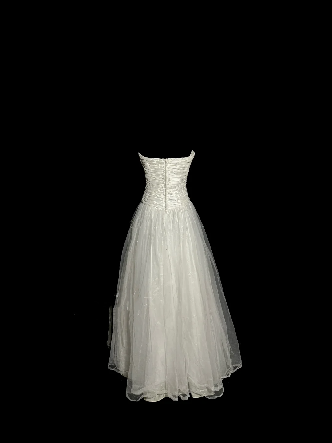 Vintage Ball Gown Strapless Tulle White Prom Gown Fairy Prom Dresses