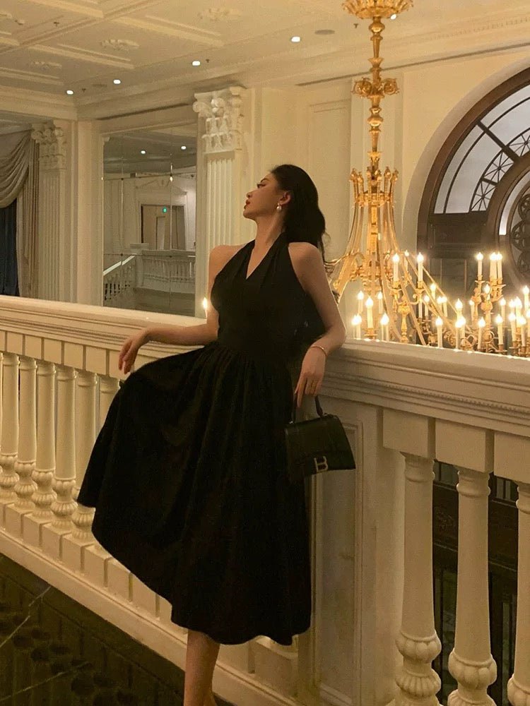 Vintage A line V Neckline Sleeveless Black Knee Length Prom Dresses Black Birthday Dress