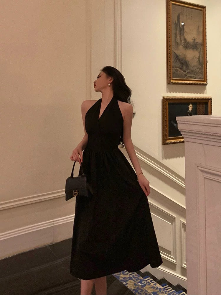 Vintage A line V Neckline Sleeveless Black Knee Length Prom Dresses Black Birthday Dress