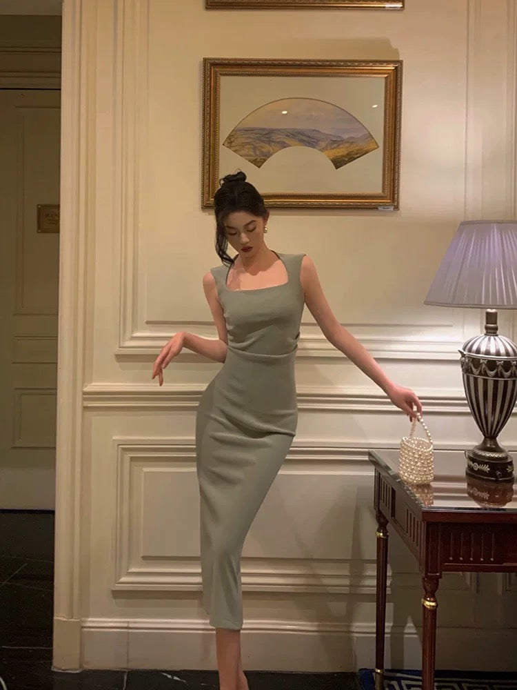 Sexy Sheath Straps Green Mid Length Prom Dresses Birthday Outfits