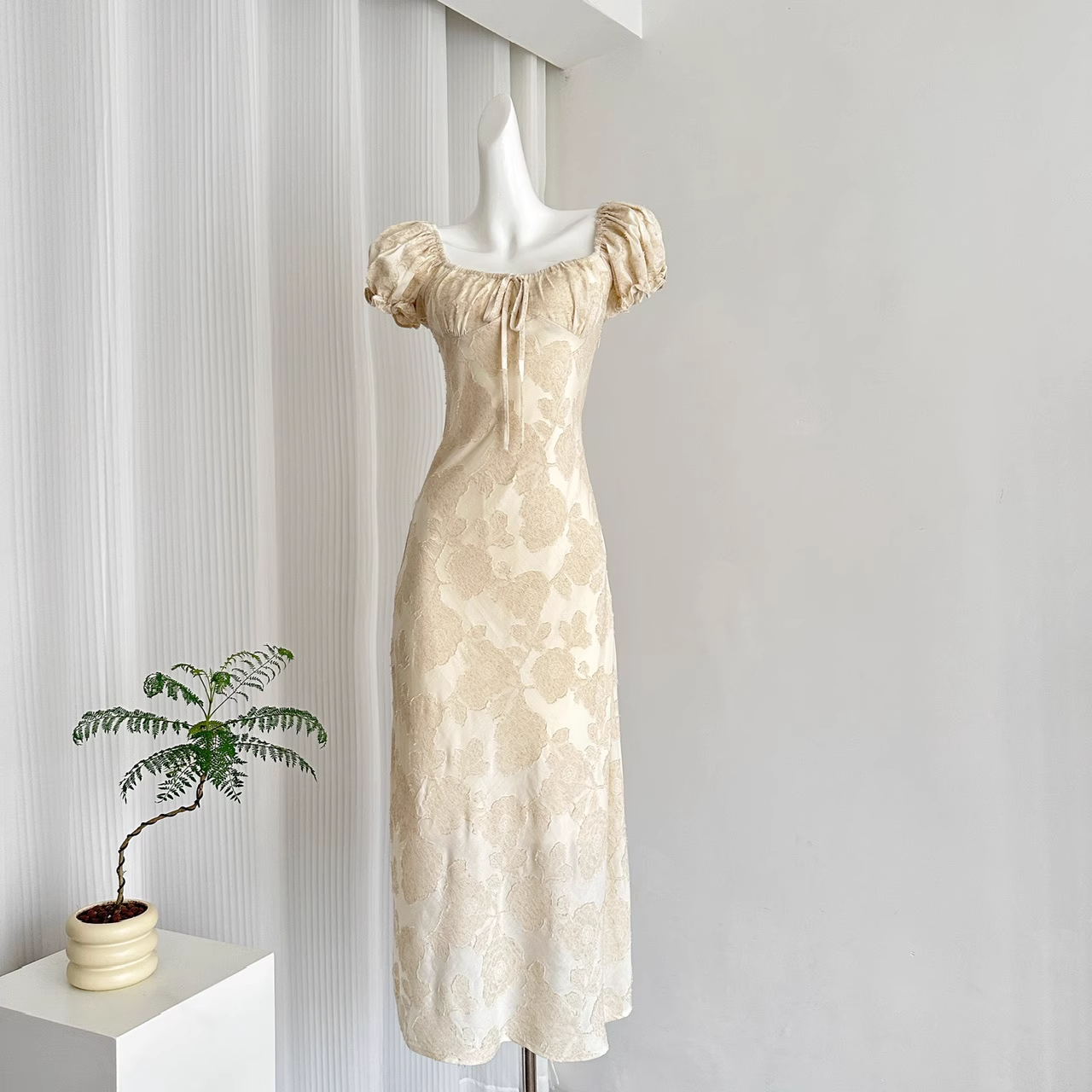 Cute A line Square Neckline Lace Dress Holiday Dresses
