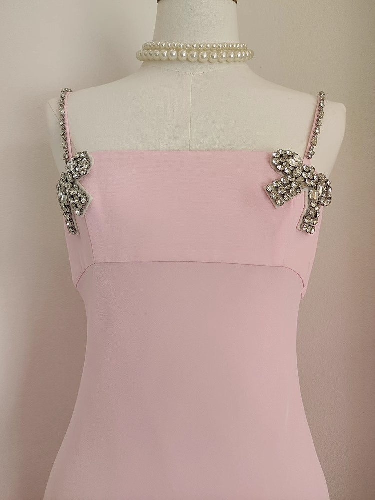 Sexy Sheath Spaghetti Straps Pink Travel Vacation Dresses Dinner Birthday Dress