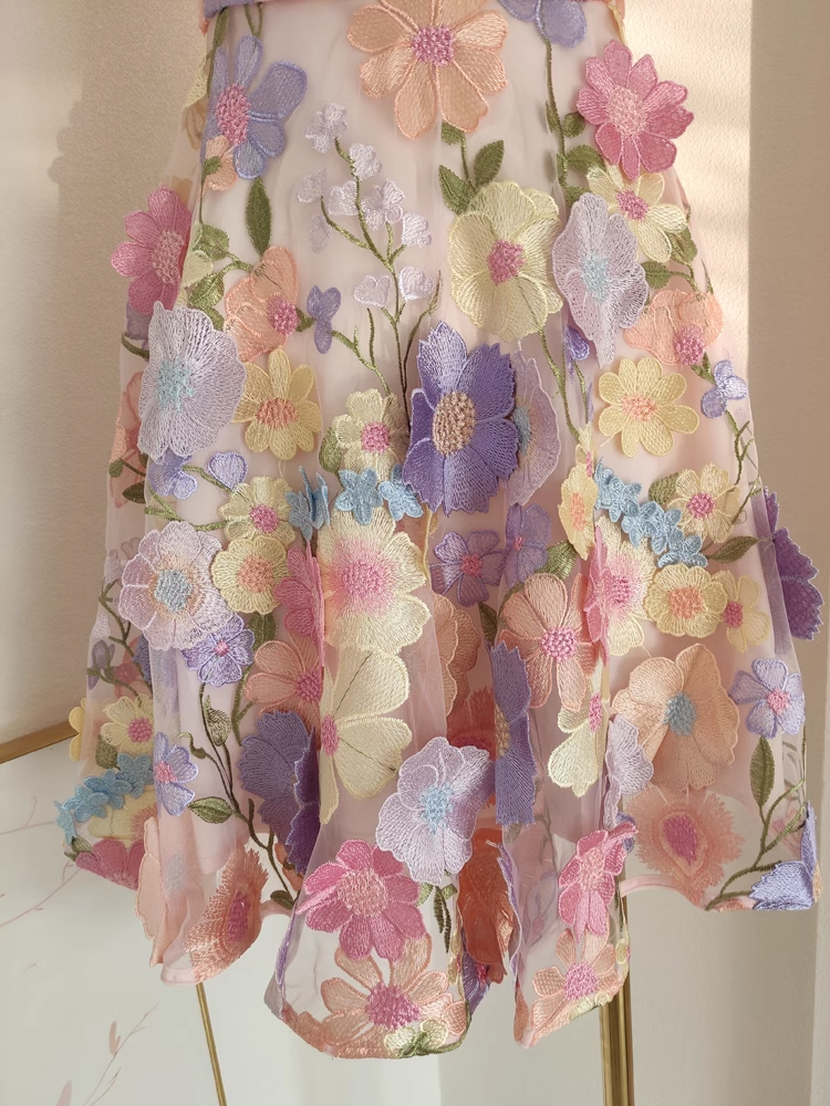 Cute A line Straps Sleeveless Floral Party Dress Short Holiday Dresses