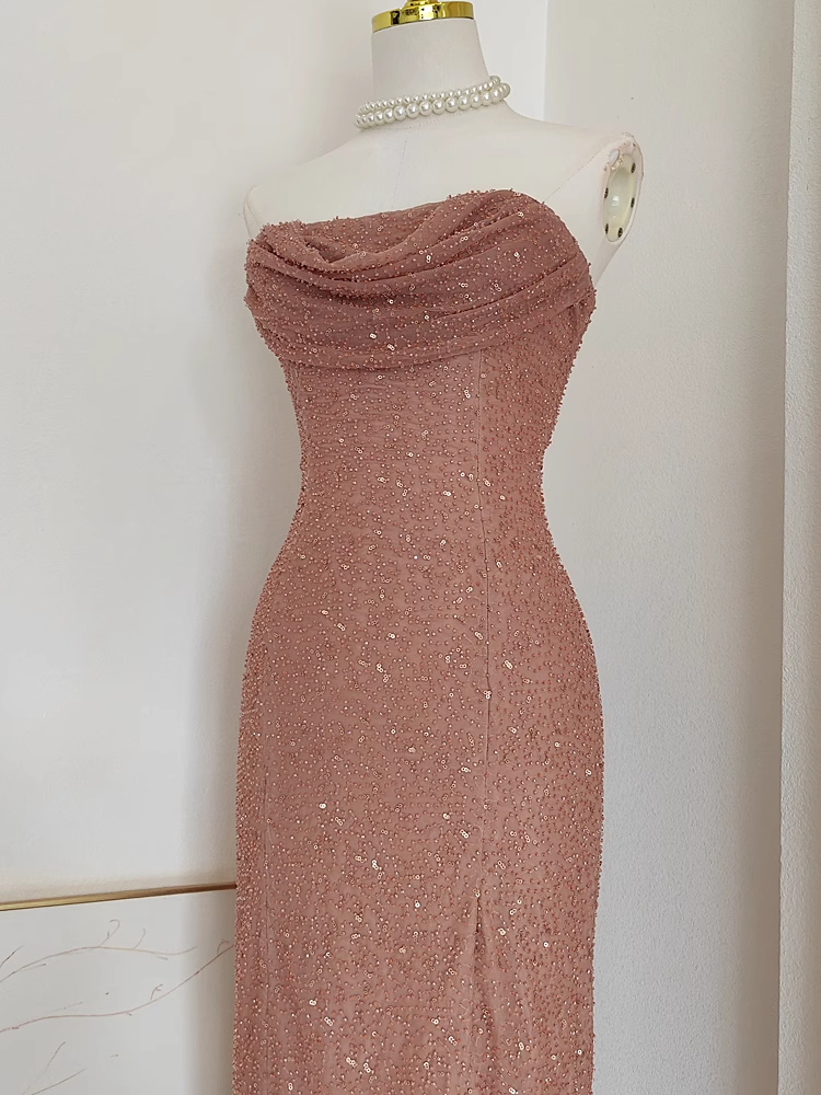 Sexy Sheath Strapless Sequin Party Dress Holiday Birthday Outfits For Women