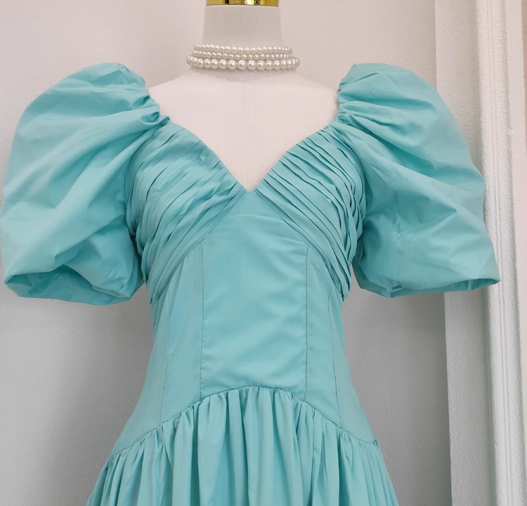 Simple A Line V Neckline Blue Satin Homecoming Dresses Birthday Outfits With Ruffles