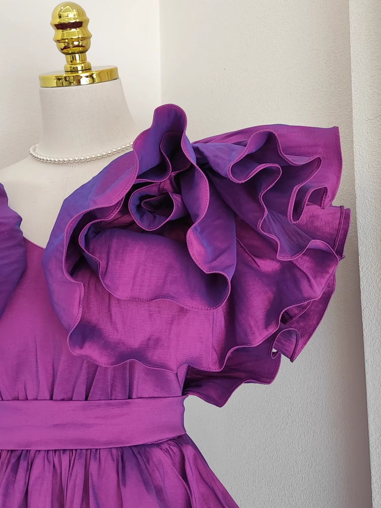 Cute A line Short Sleeves Grape Cocktail Dress Short Birthday Outfits