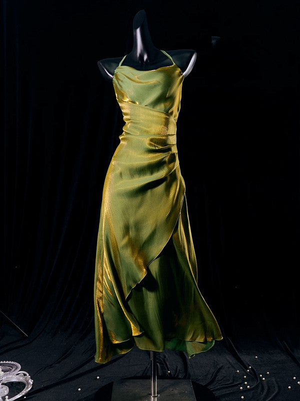 Vintage Sheath Spaghetti Straps Green Ankle Length Prom Dresses Birthday Outfits