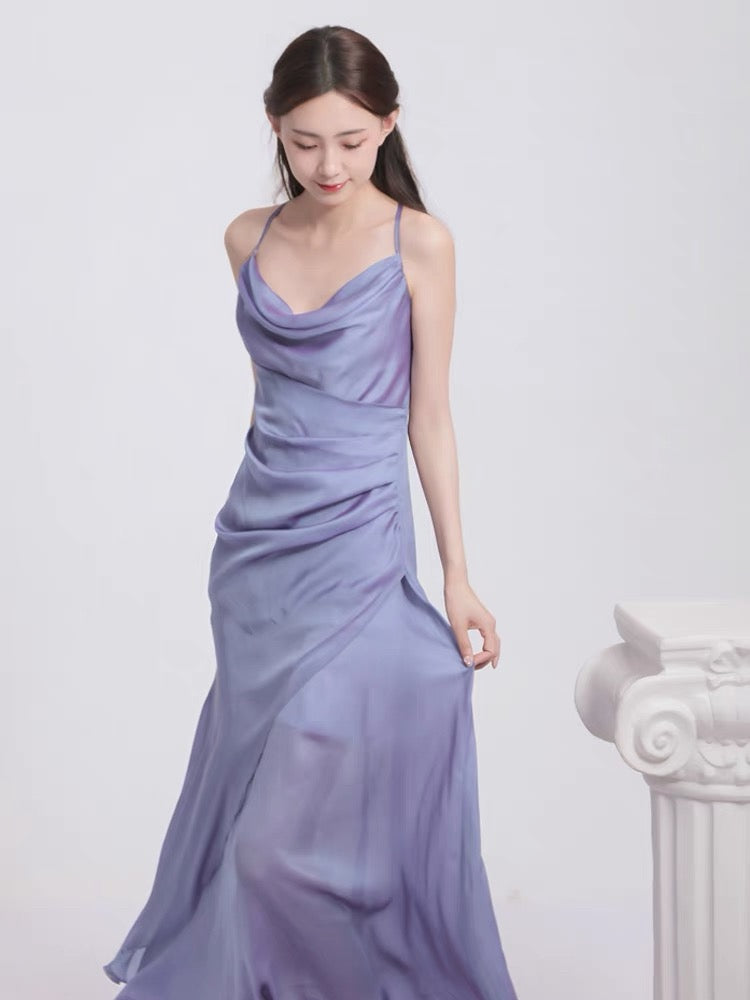 Vintage Sheath Halter Lilac Ankle Length Prom Dresses Birthday Outfits