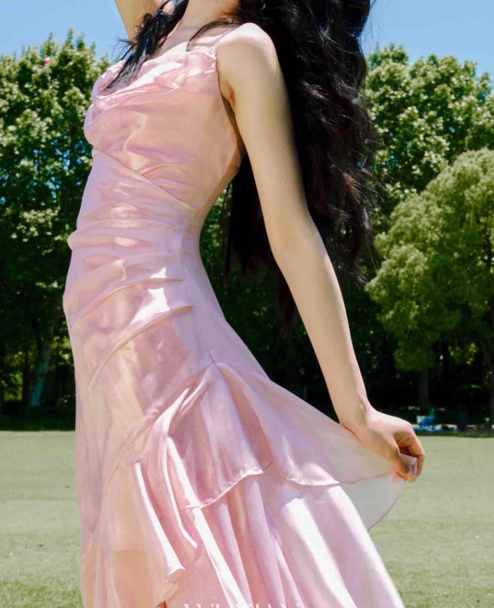 Vintage High Low Spaghetti Straps Pink Knee Length Prom Dresses Birthday Outfits