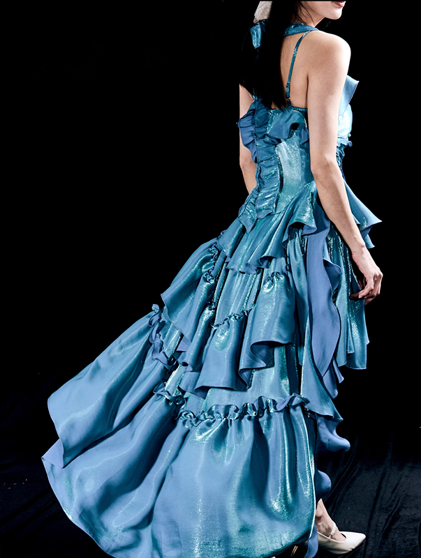 Retro High Low Irregular Spaghetti Straps Ice Blue Short Birthday Dresses Birthday Outfit