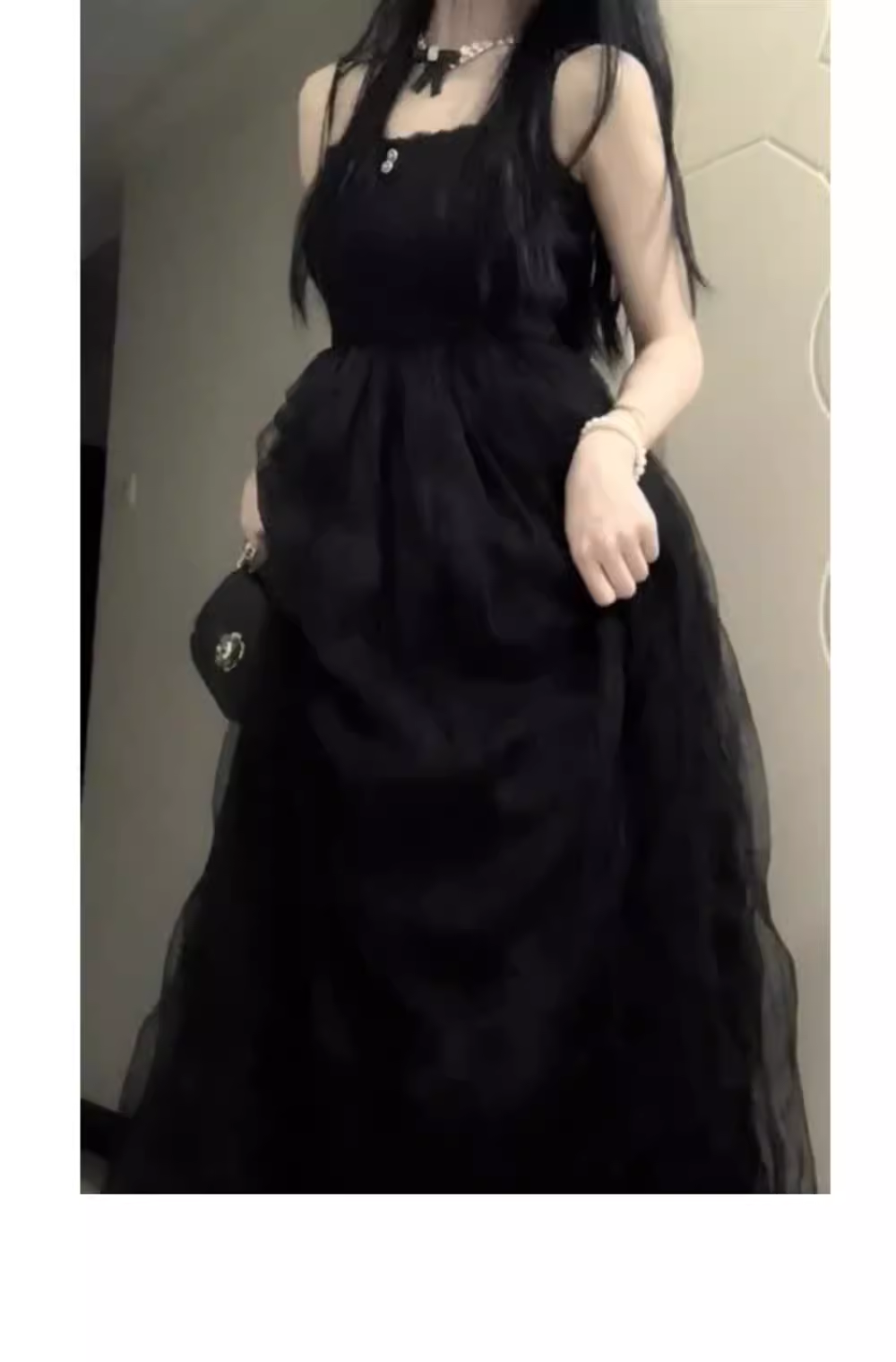 Chic Ball Gown Spaghetti Straps Black Tulle Long Birthday Dresses Birthday Outfits