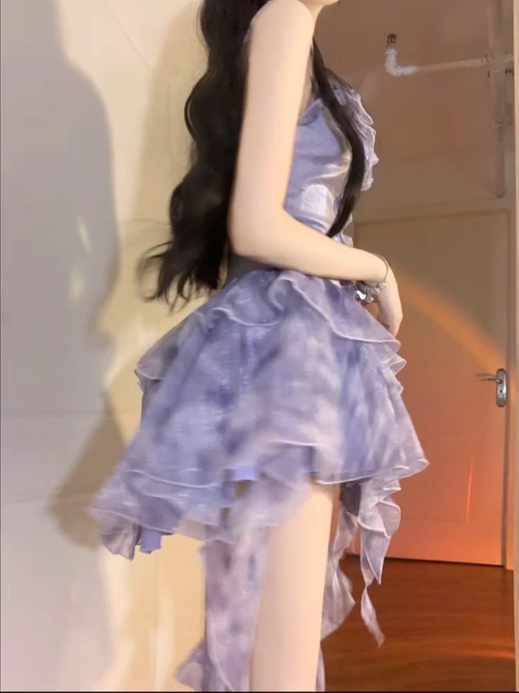 Retro A Line Spaghetti Straps Short Lilac Cocktail Dresses Birthday Outfits