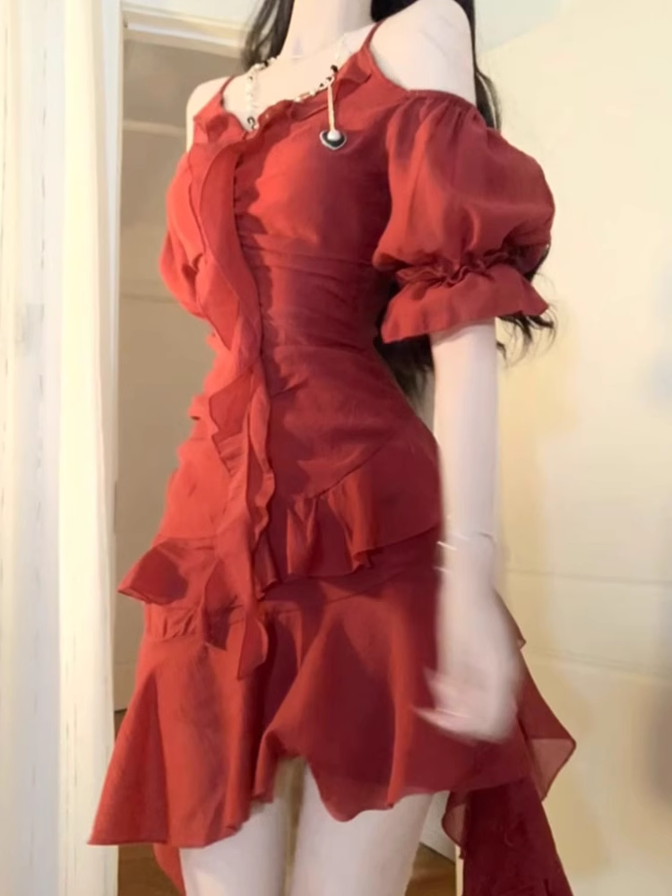 Vintage High Low Spaghetti Straps Burgundy Ankle length Beach Dresses Birthday Outfits