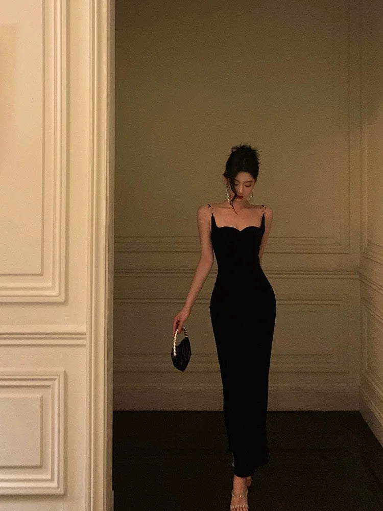 Sexy Sheath Spaghetti Straps Black Knee Length Prom Dresses Birthday Outfits