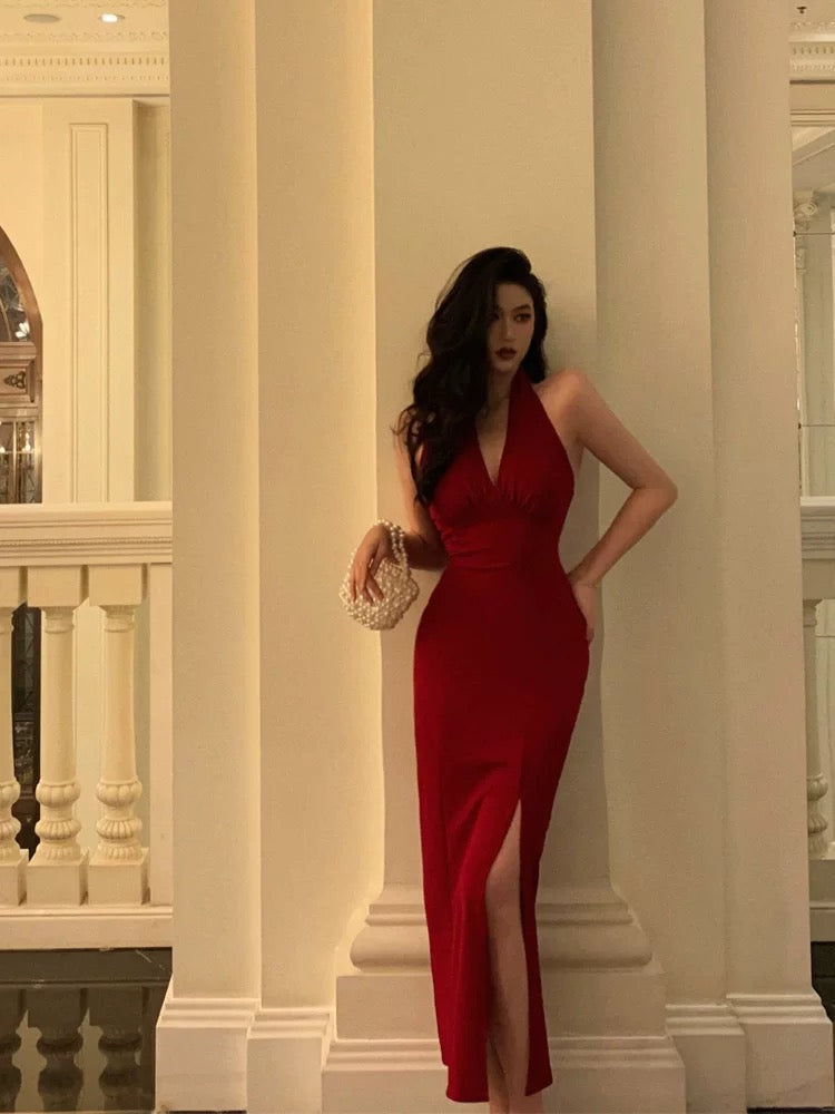 Sexy Sheath V Neckline Red Knee Length Prom Dresses Birthday Outfits