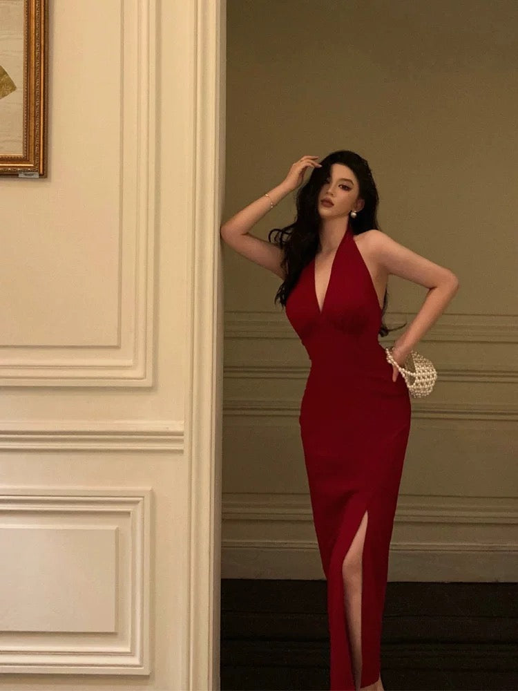Sexy Sheath V Neckline Red Knee Length Prom Dresses Birthday Outfits