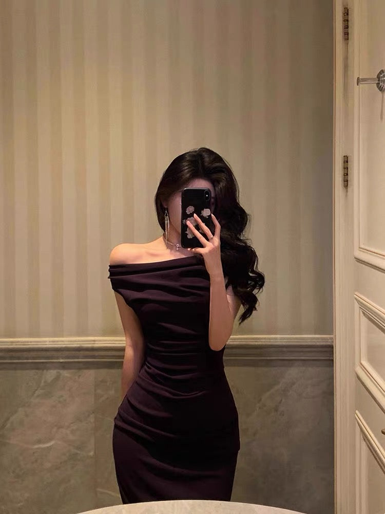 Sexy Mermaid Off The Shoulder Grape Ankle Length Prom Dresses Birthday Outfits