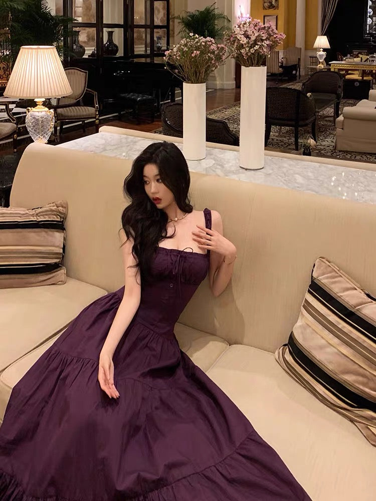 Gorgeous A Line Straps Grape Sleeveless Date Night Dress Prom Dresses Birthday Outfits