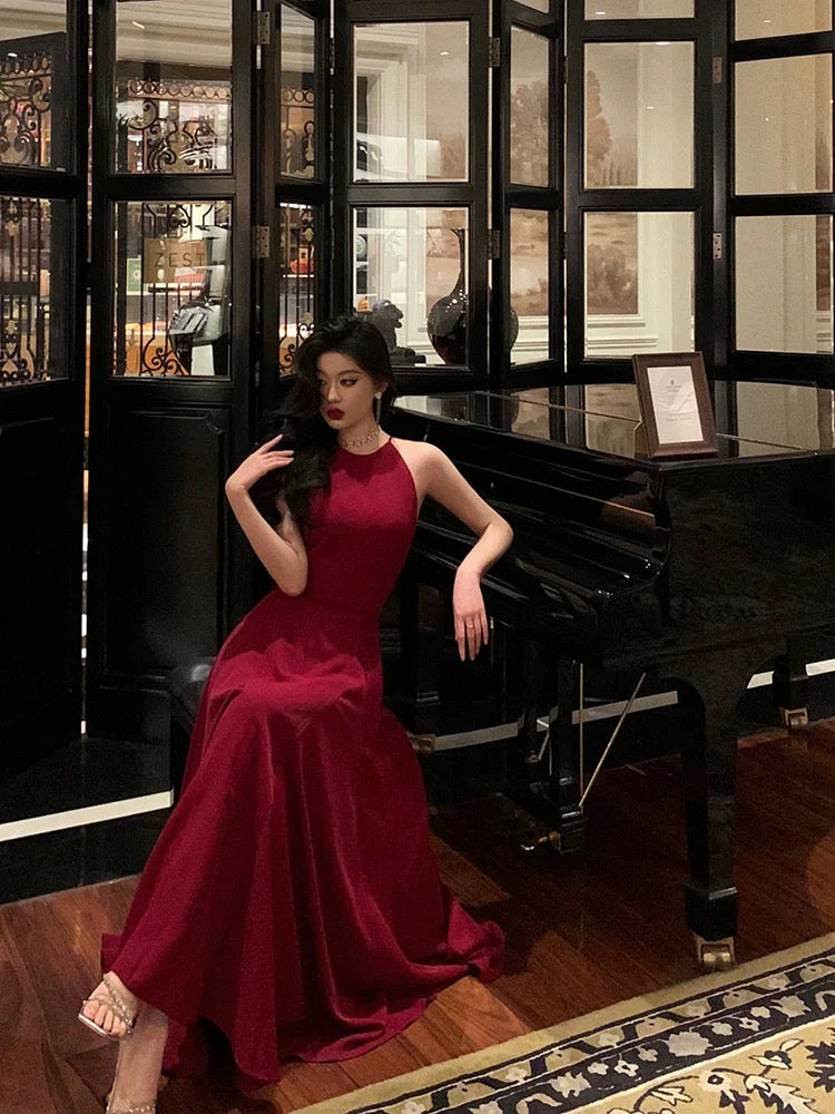 Sexy A Line Boat Neckline Sleeveless Burgundy Ankle Length Prom Dresses Birthday Outfits