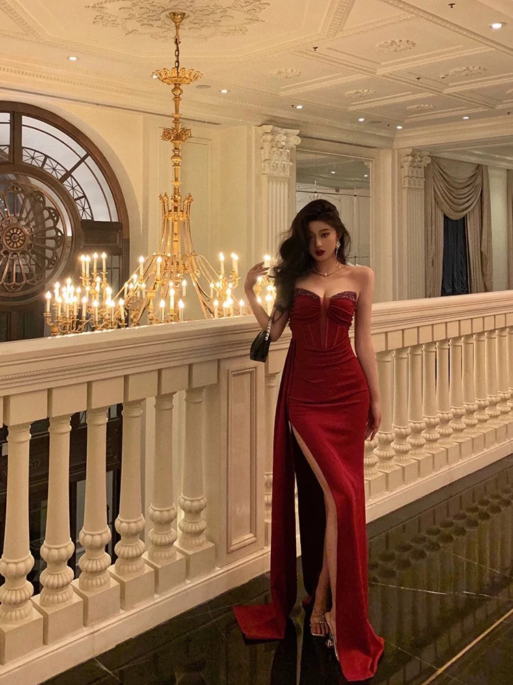 Gorgeous Sheath Sweetheart Red Sleeveless Date Night Dress Prom Dresses Birthday Outfits