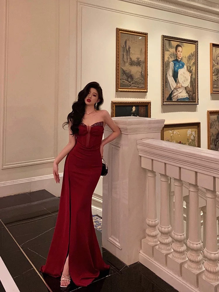 Gorgeous Sheath Sweetheart Red Sleeveless Date Night Dress Prom Dresses Birthday Outfits