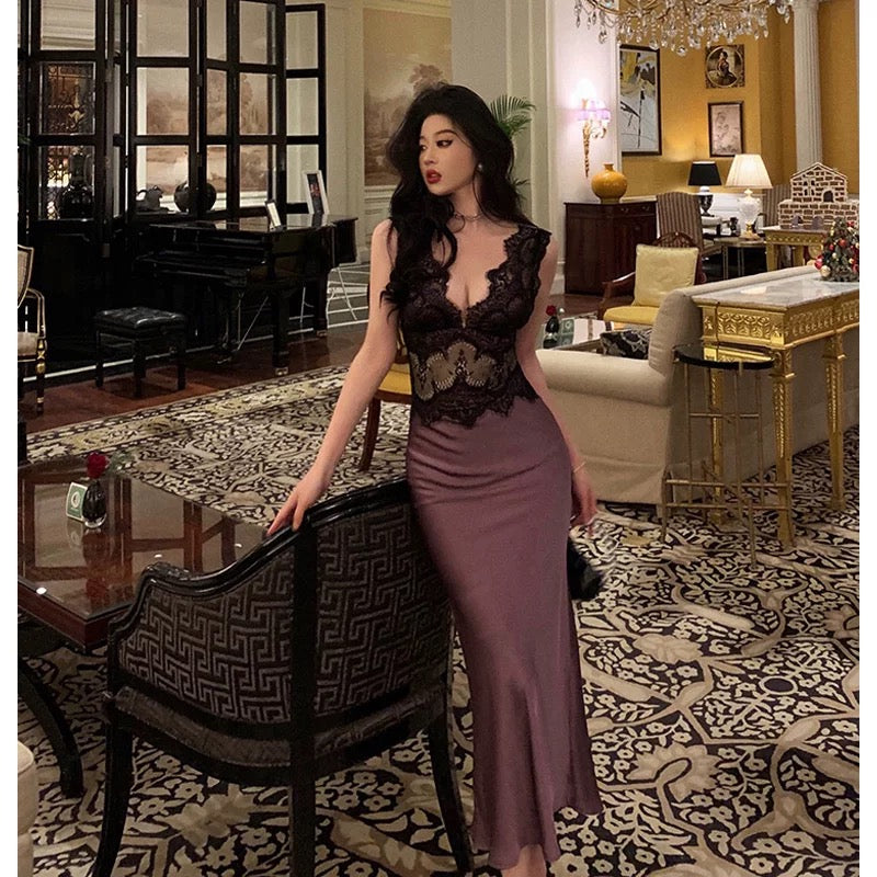 Sexy Sheath V Neckline Sleeveless Grape Tea Length Prom Dresses Birthday Outfits