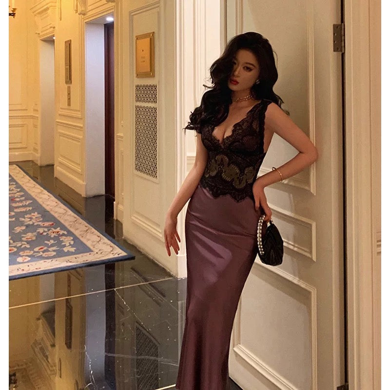Sexy Sheath V Neckline Sleeveless Grape Tea Length Prom Dresses Birthday Outfits