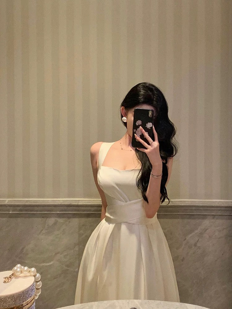 Gorgeous A line Sleeveless White Date Night Dress Prom Dresses Birthday Outfits