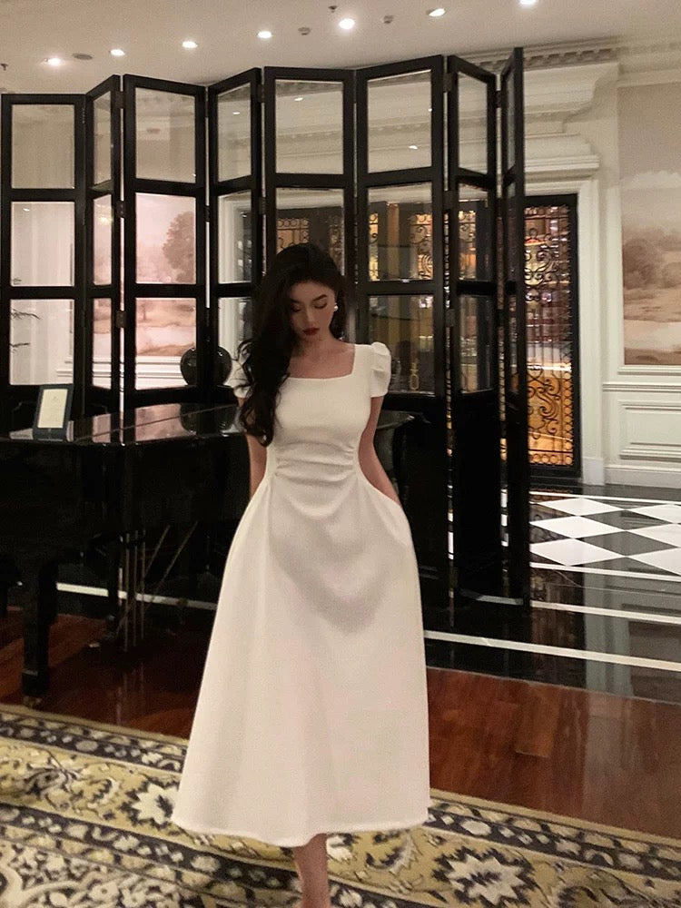 Gorgeous A line Short Sleeves White Date Night Dress Prom Dresses Birthday Outfits